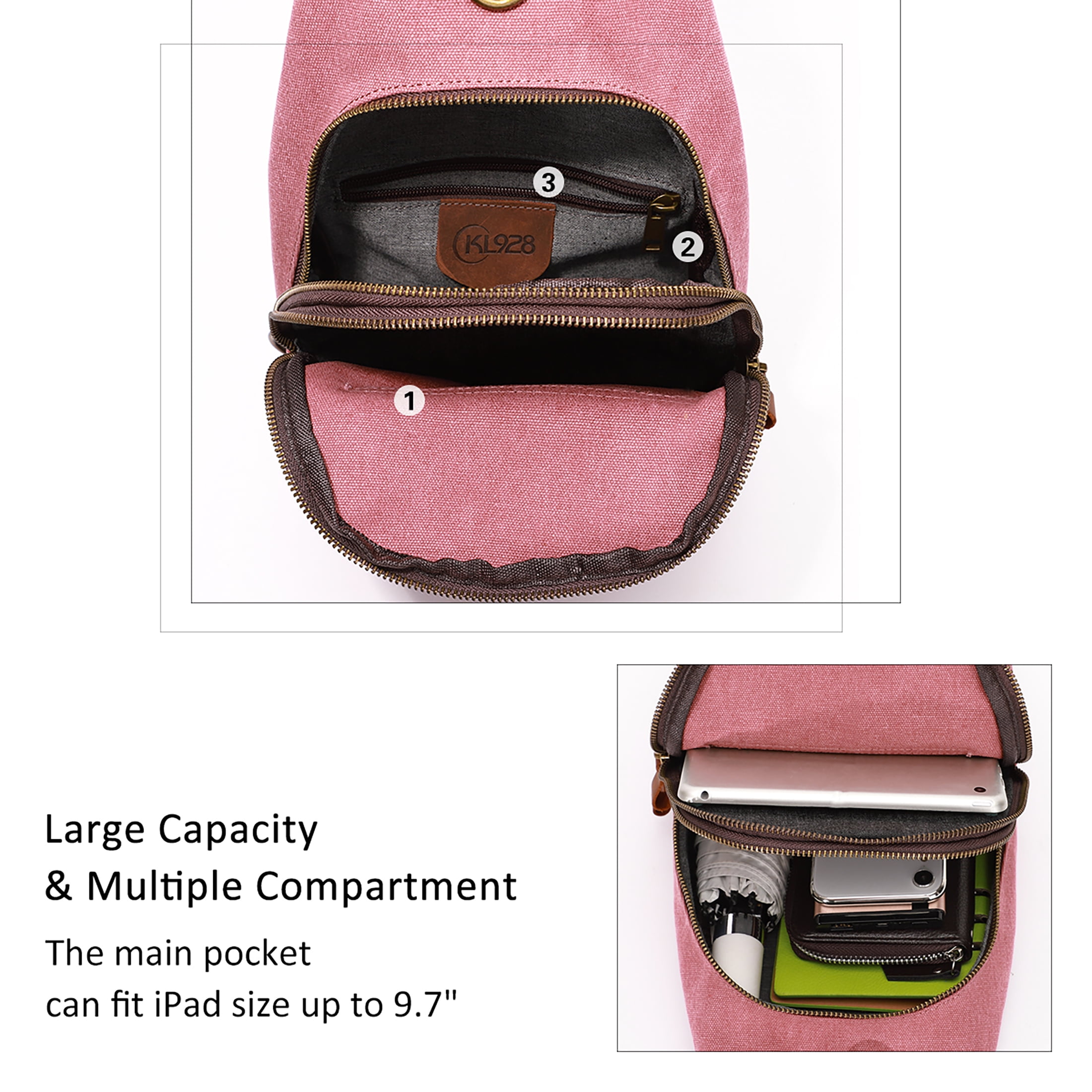 KL928 Outdoor Canvas Sling Bag Crossbody Backpack Casual Rucksack for Men Women Gift