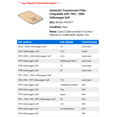 thumbnail image 2 of Automatic Transmission Filter - Compatible with 1993 - 2006 Volkswagen Golf 1994 1995 1996 1997 1998 1999 2000 2001 2002 2003 2004 2005, 2 of 2