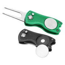 Uxcell Golf Divot Repair Tool, Foldable Metal Golf Green Divot Tool with Magnetic Ball Marker Black/Dark Green