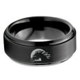 thumbnail image 2 of Tungsten Horse Horses Equestrian Equine Equidae Band Ring 8mm Men Women Comfort Fit Black Step Bevel Edge Brushed Polished, 2 of 4