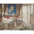 thumbnail image 2 of Félix Duban 18x15 Black Ornate Wood Framed Double Matted Museum Art Print Titled - Architectural Fantasy in the Style of Pompeii (1856), 2 of 5