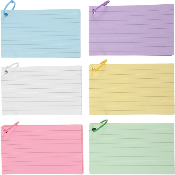 ColoMX 1 Juego de tarjetas de índice con anillos, tarjetas Flash de estudio, tarjetas perforadas de un solo orificio, tarjeta de notas de estudio