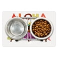 thumbnail image 1 of Aloha Pet Mat for Food and Water, Hawaiian Hula Girls with Long Wavy Hair Dancing in Exotic Costumes Floral Theme, Non-Slip Rubber Mat for Dogs and Cats, 18" X 12", by Ambesonne, 1 of 2