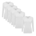 thumbnail image 2 of Natural Uniforms T-Shirt à Manches Longues Extensible Col en V pour Femmes - Multi Lot de 5 (Grand, 5 Pack - Blanc), 2 of 4