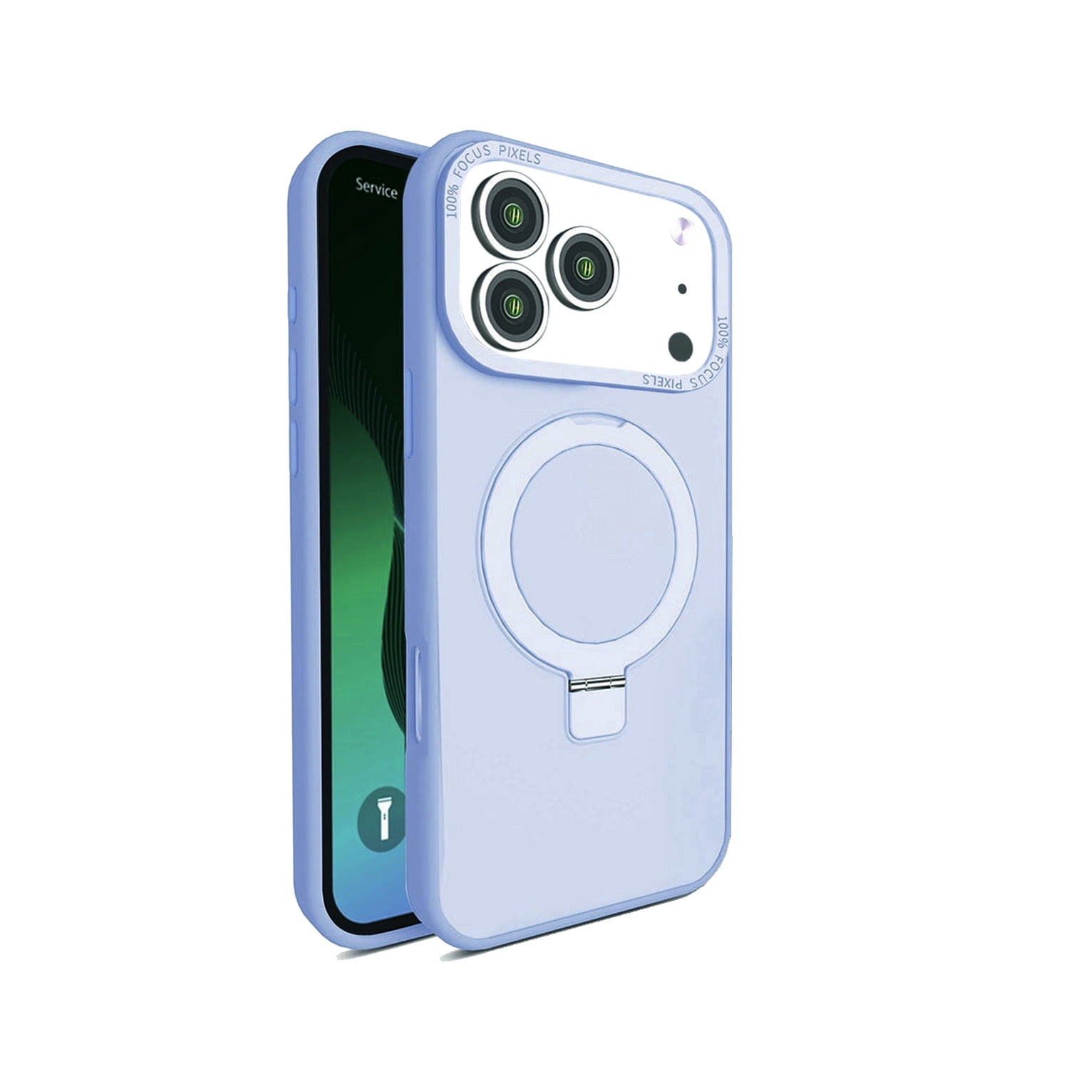 Carbon Fiber Magnetic Ring Kickstand Case for iPhone 17 Pro Max - Blue