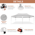 thumbnail image 3 of COBIZI 10'x20' Pop Up Canopy Tent with 6 Removable Sidewalls, Instant Outdoor Shelter with Raised Roof, Heavy-Duty Stable Frame and Carry Bag, White, 3 of 8
