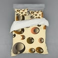 thumbnail image 2 of Ambesonne Abstract Bedding Set 3 Pcs, Funky Bubbles Round, Twin XL, Pale Brown Caramel, 2 of 3