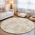 thumbnail image 2 of Round Rugs 5Ft, Brown Beige Coastal Round Area Rug Washable Indoor Throw Carpet, Nautical Coral Starfish Shell Seahorse Ocean Soft Non Slip Circle Rug for Cabinet Bathroom Home Decor Aesthetic, 2 of 8