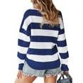 thumbnail image 6 of Nlife Women Stripe Print Colorblock Crew Neck Batwing Long Sleeve Sweater, 6 of 6
