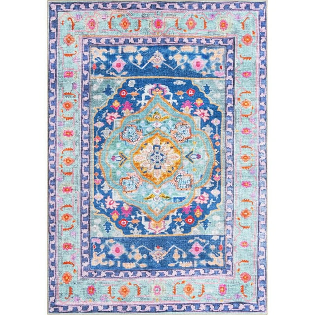 Unique Loom Tapis de Bordure de Médaillon Revival 7' 6 x 10' 6 Rectangle Bleu/teal