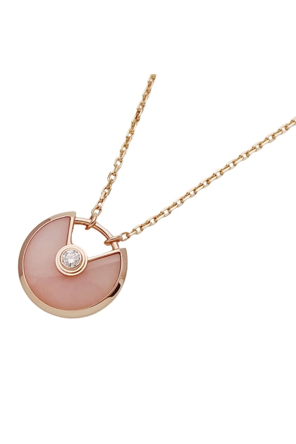 Pre-Owned Cartier necklace for women, brand name 750PG pink opal and diamond amulet,... (Good)