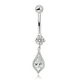 thumbnail image 5 of AVORA 10K White Gold Simulated Diamond CZ Teardrop Dangle Belly Button Ring Body Jewelry (14 Gauge), 5 of 5