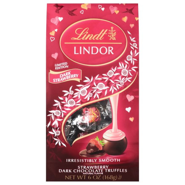 Lindt Lindor Valentine's Day Strawberry Dark Chocolate Truffles Limited