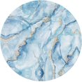 thumbnail image 2 of White Blue Marble Tablecloth with Elastic Edge, Round Table Cloth Washable Reusable Table Cover for Kitchen Dining Party Picnic, Medium, 2 of 6