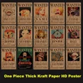 thumbnail image 5 of Póster de papel kraft grueso de One Piece Wanted Bounty Anime Luffy Sombrero de paja Piratas Cuatro Emperadores Oka Shichibukai Papel tapiz Decoración de habitación, 5 of 5