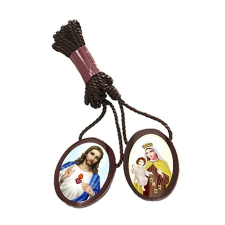 - Catholic Wear Wooden Brown Scapular Necklace, Large - Pack of 6