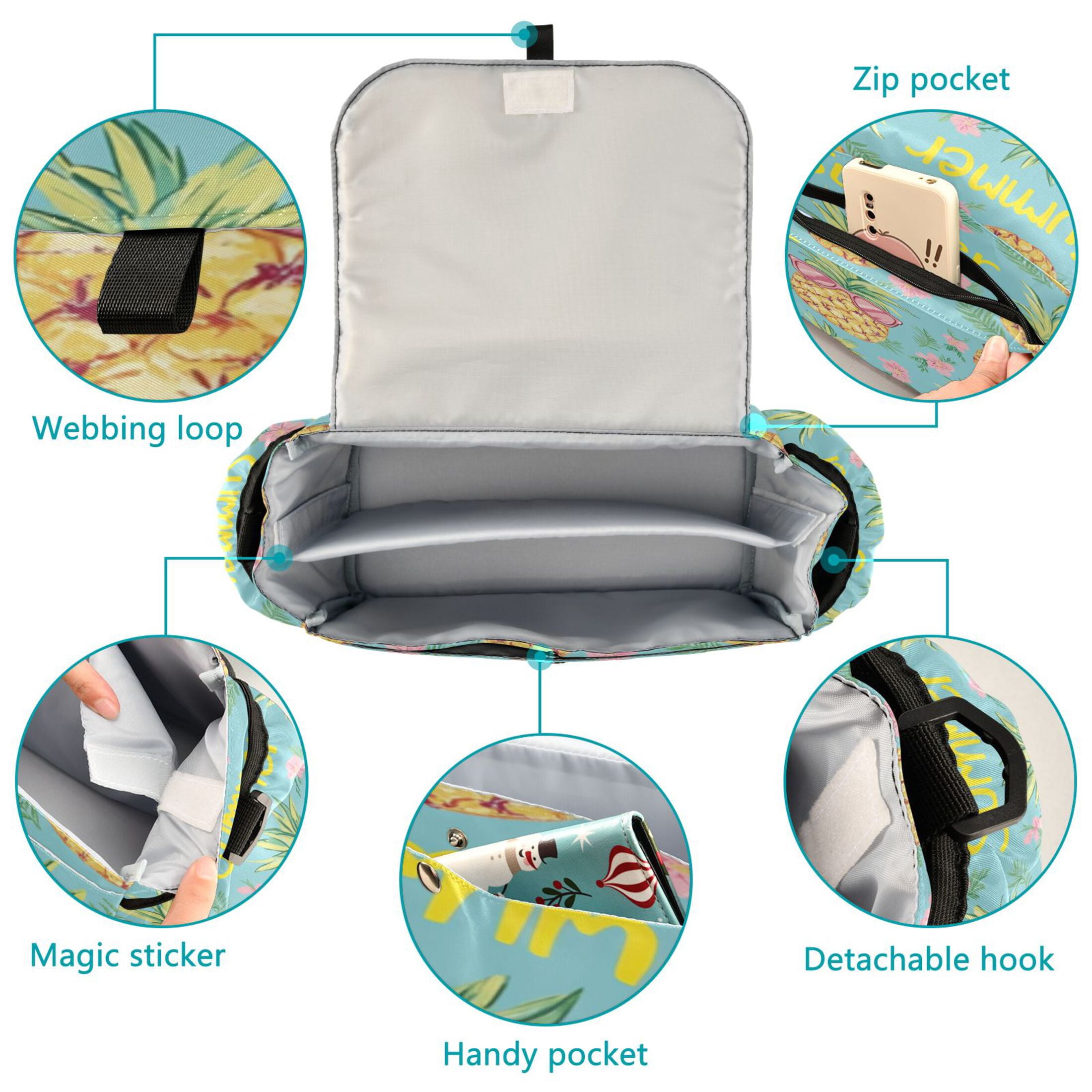 DIXRUYEE Stroller Organizer Pineapple Party Printed