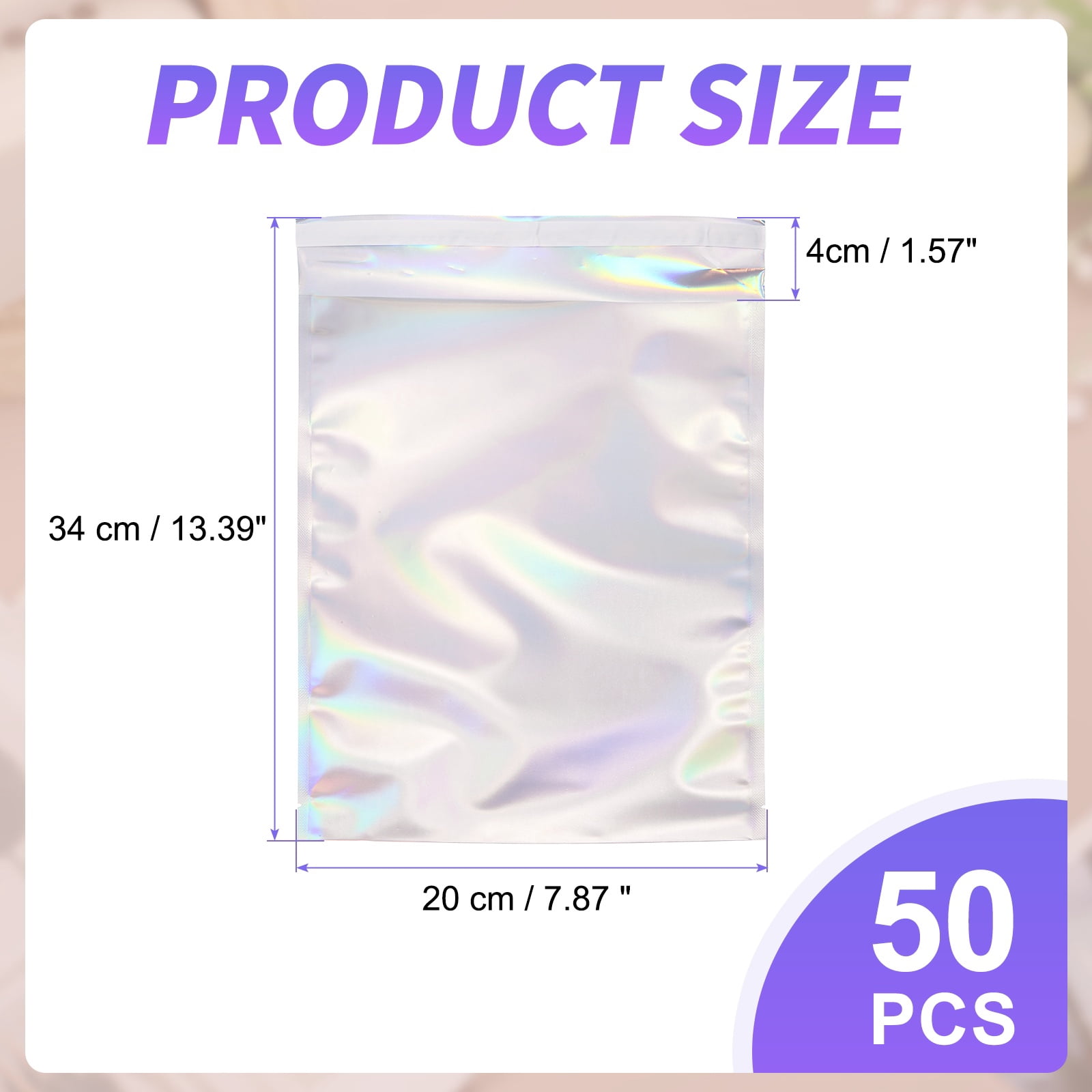 Uxcell Holographic Bags (13" x 8", Silver) (45Pcs) Holographic Metallic Poly Mailers Self Sealing Flat Foil Envelope Mailing Packaging Bags, Suit for - Jewelry/Sample/Shipping/Package