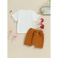 thumbnail image 4 of Hirigin Toddler Baby Boy First Birthday Outfit Letter Print Short Sleeve T Shirt Top and Solid Shorts 2 Piece Summer Clothes, 4 of 8