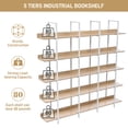 thumbnail image 5 of Euroco 5 Tier Bookcase with Open Shelves, Industrial Bookshelf with Metal Frame, 71" Bookshelf for Home Office, Oak & White, 5 of 8