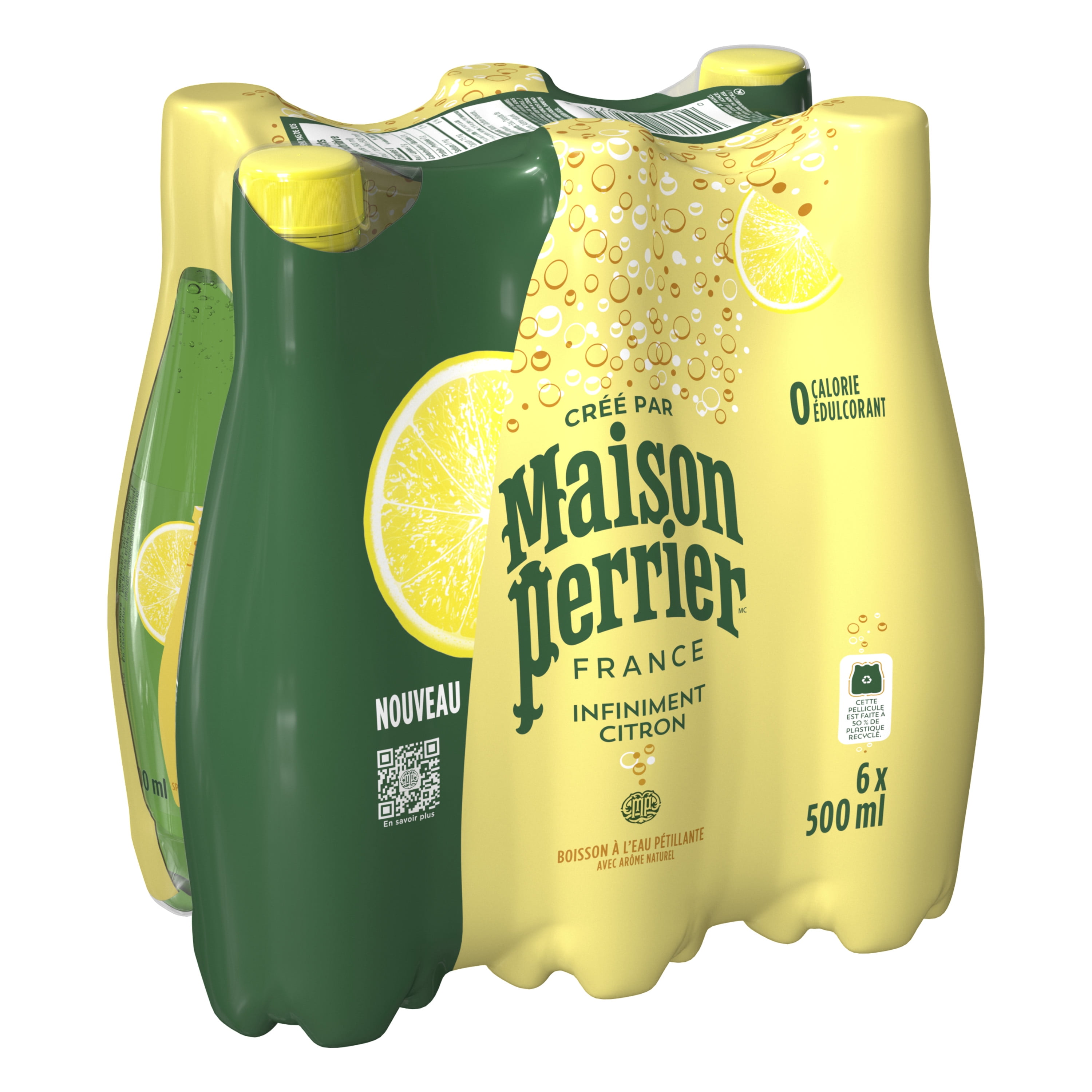 Maison Perrier Forever Lemon, Sparkling Water Beverage, No Calories, No Sweeteners, No Sodium, Sourced & Bottled in France 6X500ml
