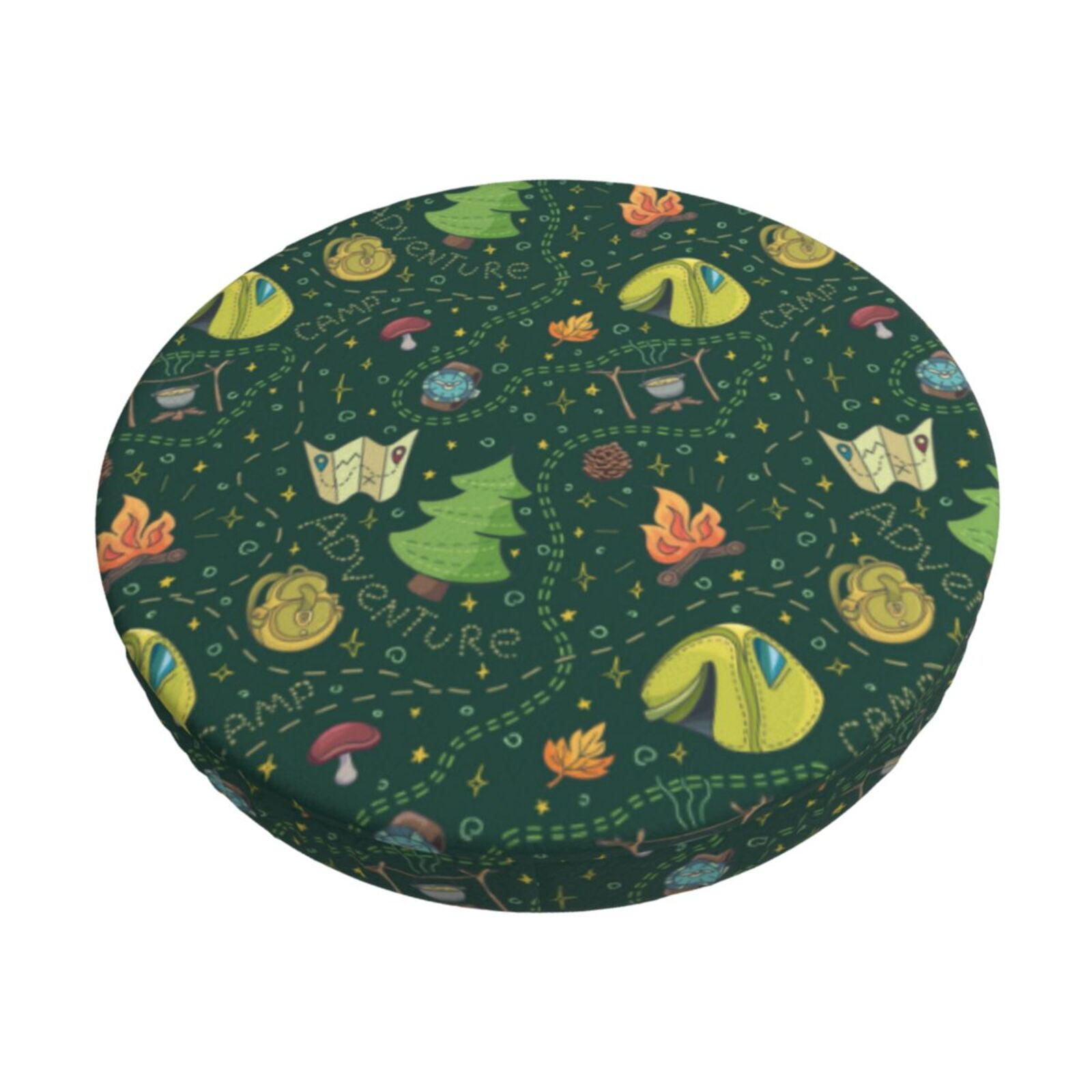 Easygdp Camp In The Forest Print Easy To Install Bar Stool Covers&Stool Covers Round&Elastic Stool Cover, Barstool Covers,Washable&Bottom With Elastic Edge-13 inch