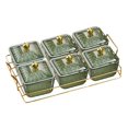 thumbnail image 4 of Platos para servir , plato de frutas secas Platos para refrigerios, multifuncional con bandeja con tapa Plato para refrigerios Bandeja para 6 Rejillas Verde, 4 of 8