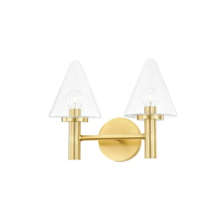 

2 Light Bathroom Light Fixture in Vintage and Transitional Style-10.25 inches Tall and 13.75 inches Wide-Aged Brass Finish Bailey Street Home