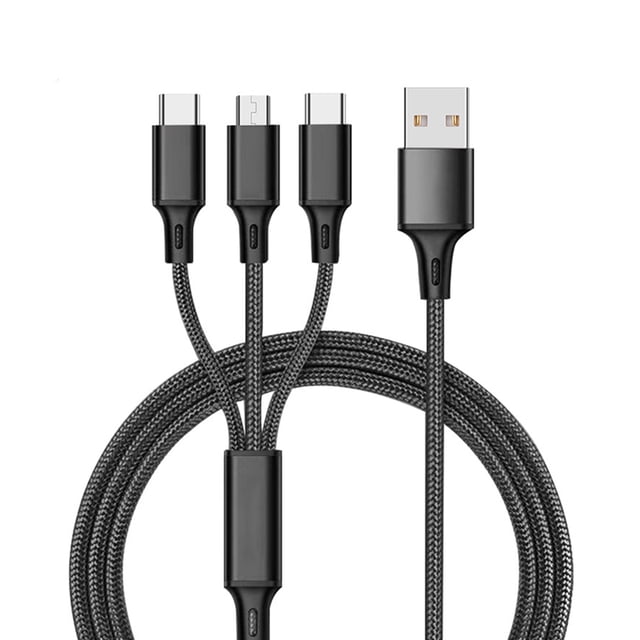 Cable universal 3 en 1 2.4A Multifuncional One-for-All Cord con Type-C/Micro USB