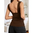 thumbnail image 4 of Women'S Deep V Tank Top, Ruched Waist Tight Fitted Camis with Open Back for Layering and Style Brown XL, 4 of 9