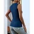 thumbnail image 4 of Women'S High Neck Tank Top 2025 Summer Casual Ribbed Knit Slim Fitted Basic Textured Sleeveless Shirts Navy blue XL, 4 of 5
