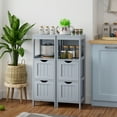 thumbnail image 5 of Costway Bathroom Floor Cabinet Storage Cabinet Side Organizer Rack w/ 2 Drawers Grey, 5 of 10