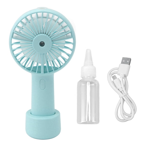 Ventilador nebulizador de mano Silencioso 2000 mAh 3 velocidades del viento 2 modos de pulverización 7 aspas de turbina Ventilador nebulizador personal USB para escritorio Azul