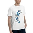 thumbnail image 2 of Bingfone Blue Flying Butterflies Men'S Loose Fit Short-Sleeve Pocket T-Shirt, 2 of 7