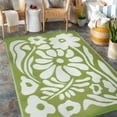 thumbnail image 2 of Lahome 5'x8' Waterproof Outdoor Rug - Reversible Plastic Straw Mat,Green Floral Design for Backyard, Deck & Picnic (Green Floral), 2 of 6