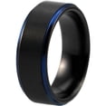 thumbnail image 4 of Black Tungsten Matte Center Blue Steps Ring, 4 of 5