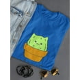 thumbnail image 3 of Kawaii Cactus Kitty Face Graphic Women Royal Blue T-Shirt, Female Small, 3 of 4