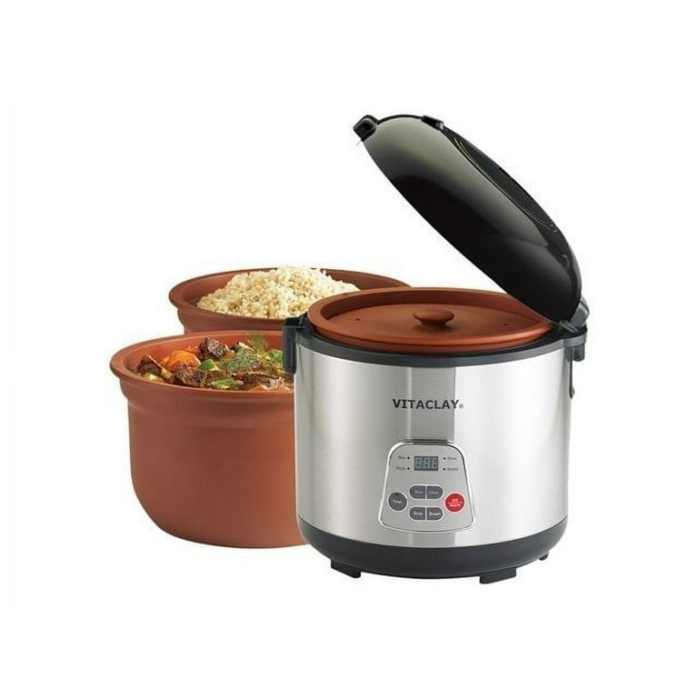 VitaClayR 2-in-1 Rice Slow Cooker & Clay Insert - Round, 6-cup