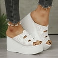 thumbnail image 6 of Xfvqtps Flatform Sandals Women Slide Thick Sole High Heels Peep Toe Hollow out Soft Sole Comfortable Non Slip Leather Beach Summer Slide Sandals White, 6 of 9