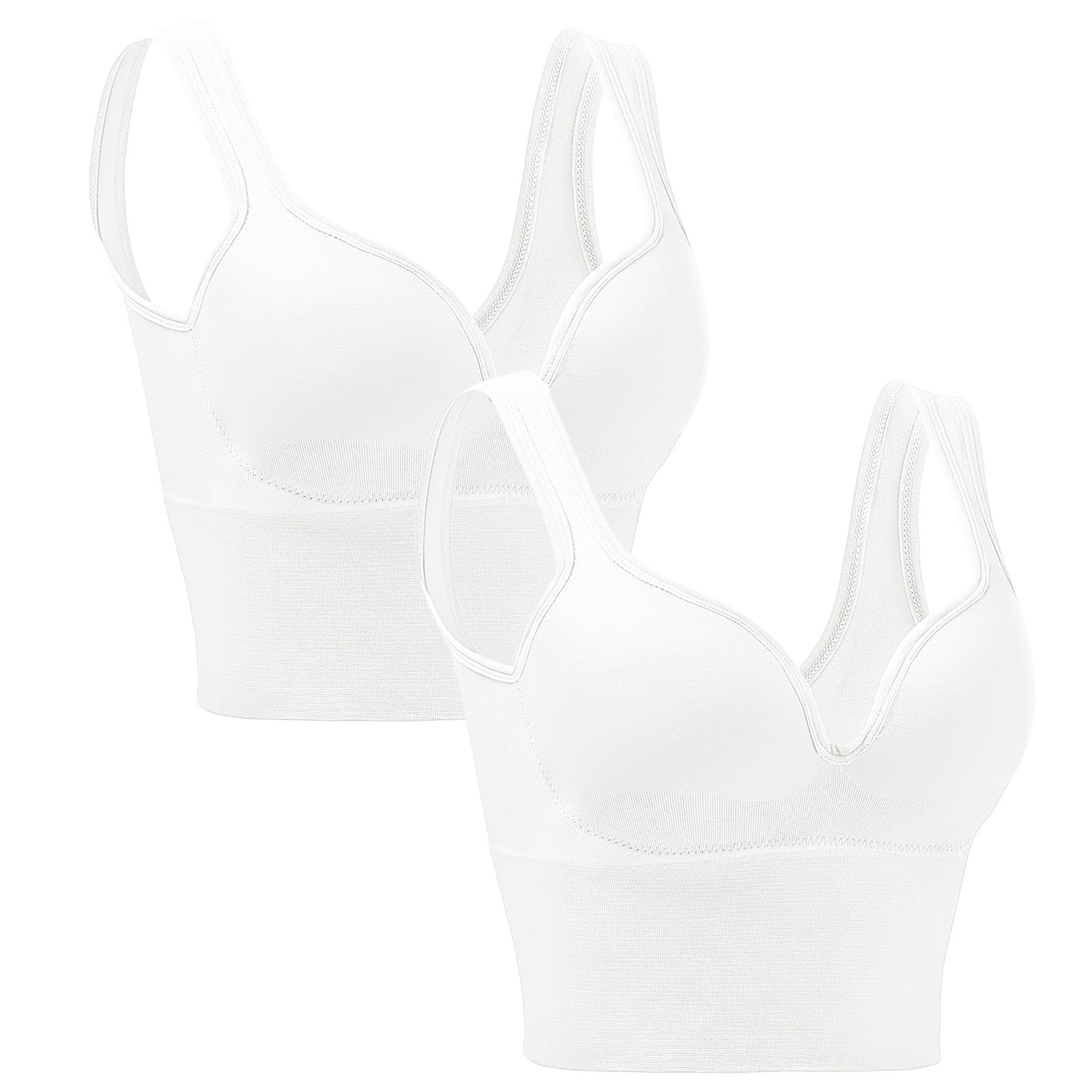 2 Pieces Womens Sports Bra No Wire Comfort Sleep Bra Plus Size Workout Activity Bras With Non Removable Pads Shaping Bra
