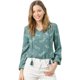 thumbnail image 1 of Blusa Estampado Floral Pajarita Cuello Con Volantes Manga Larga Top Para Mujer Verde Oscuro XL, 1 of 7