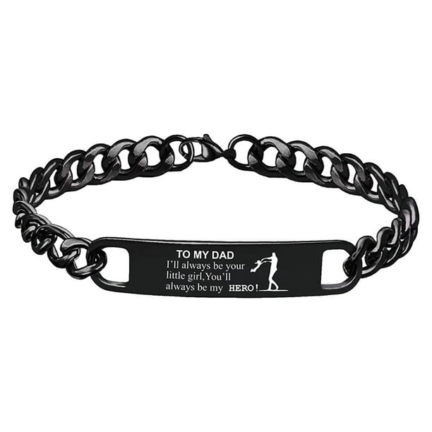 Pulsera de cadena de eslabones, brazalete, el mejor regalo para papá, pulsera de cadena negro