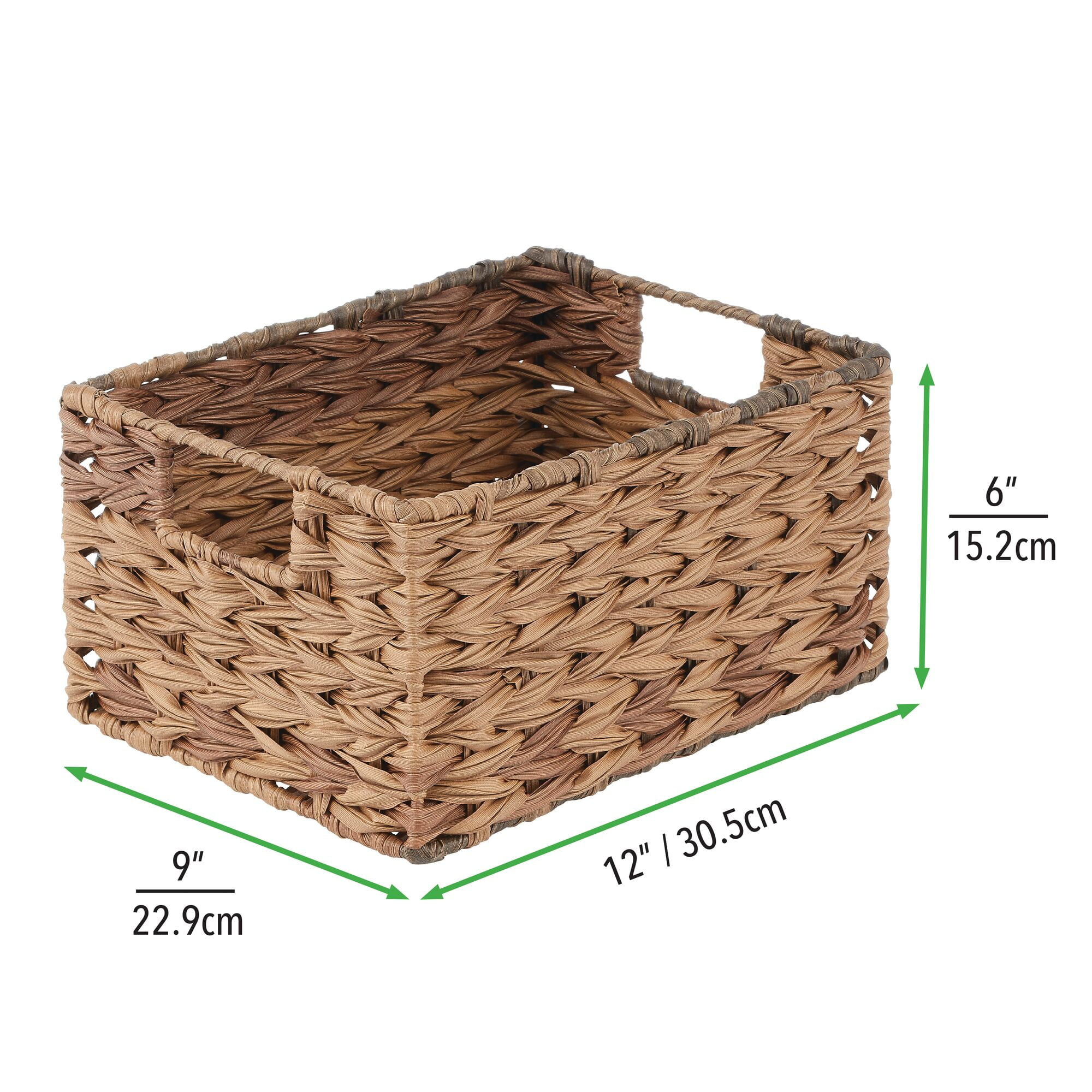 mDesign Woven Farmhouse Pantry Food Storage Bin Basket Box, 6 Pack - Brown Ombre