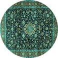 thumbnail image 1 of Ahgly Company Indoor Round Medallion Turquoise Blue Traditional Area Rugs, 3' Round, 1 of 4