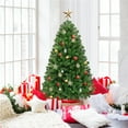 thumbnail image 3 of Easyfashion 4.5 Ft Pre-lit Spruce Artificial Christmas Tree Foldable Holiday Decorative Tree with 300 incandescent lights, Green, 3 of 7