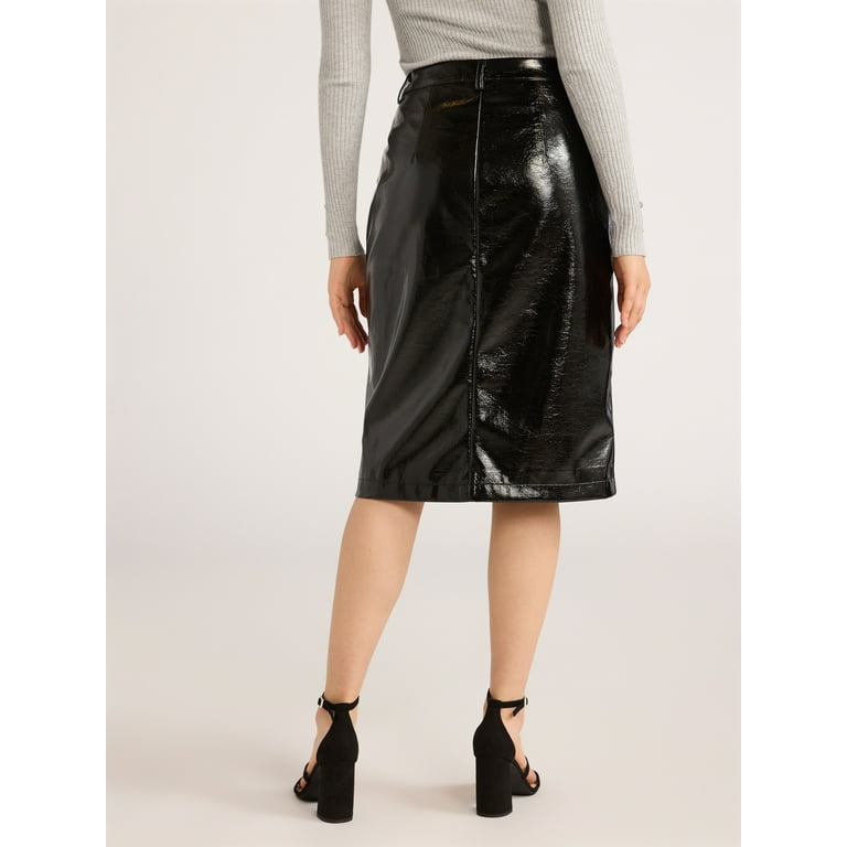 Patent faux leather pencil skirt hot sale