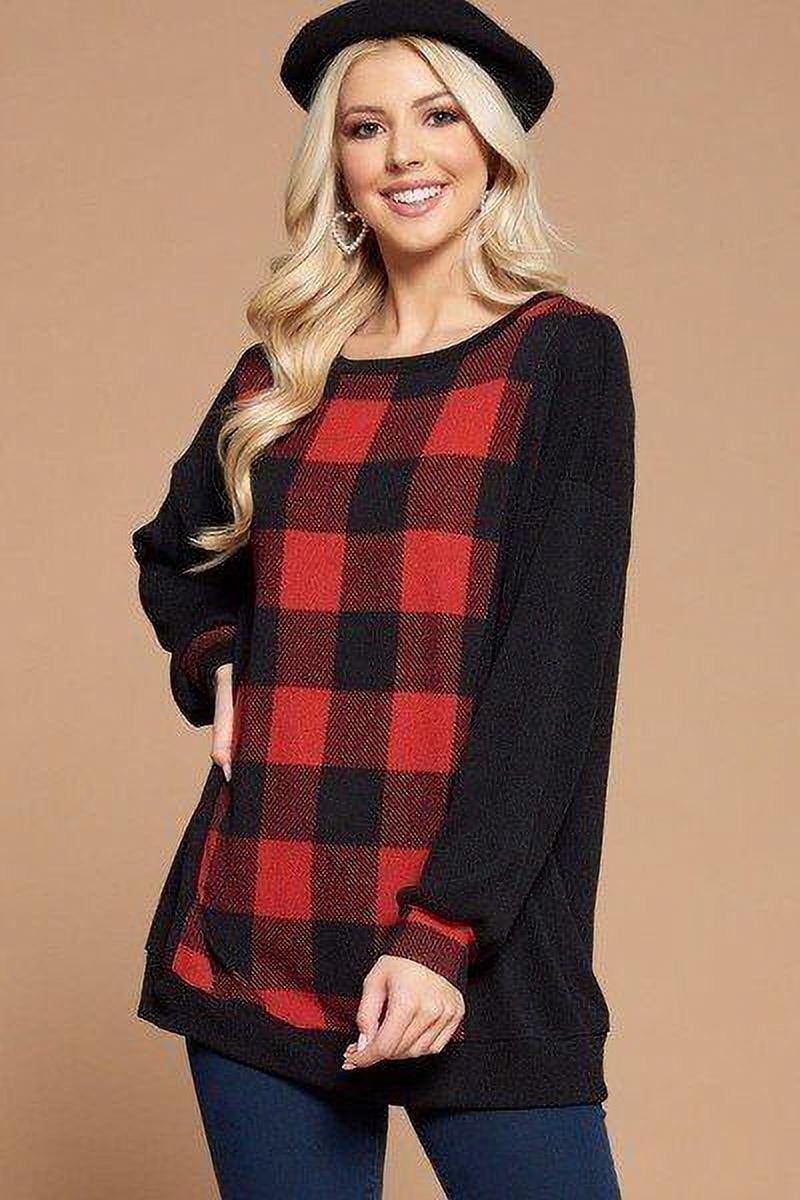 Plus Size Buffalo Plaid Check Contrast 