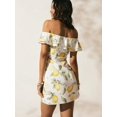 thumbnail image 6 of White Off Shoulder Lemon Print Mini Dress Vintage Boho Summer Vacation Woven Sundress, 6 of 8