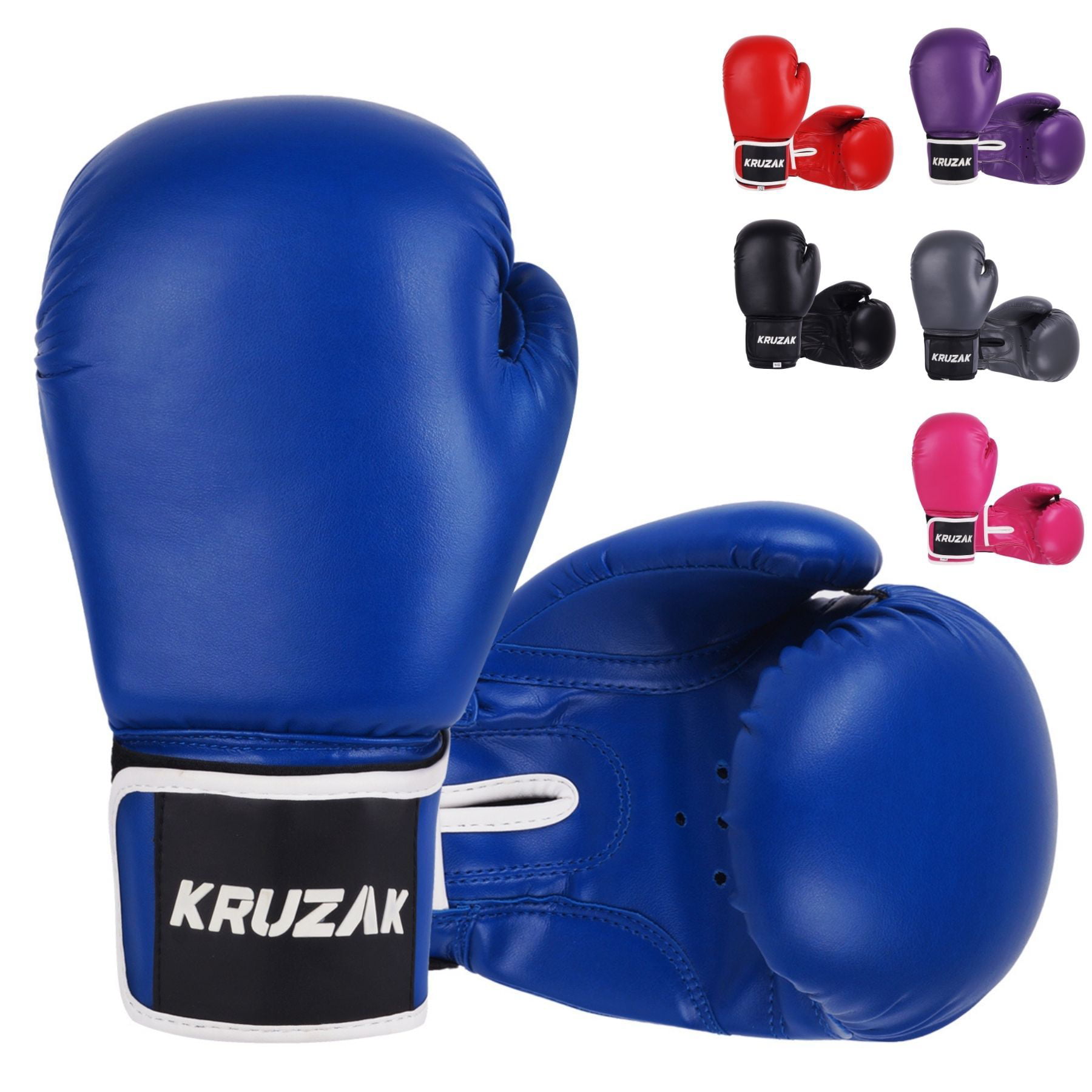 Kruzak Blue Boxing Training Gloves MMA Sparring Kickboxing Muay Thai 10 12 oz 