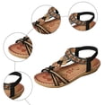 thumbnail image 6 of Modisza Women's Bohemia Flat Sandals Bow Beaded Strap Wedge Sandal Summer Beach Slip on Dress Walking Shoes with Flower Print size 7.5 Black, 6 of 7